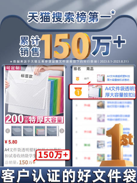 A4文件袋透明塑料加厚大容量按扣试卷收纳袋学生用档案资料袋文
