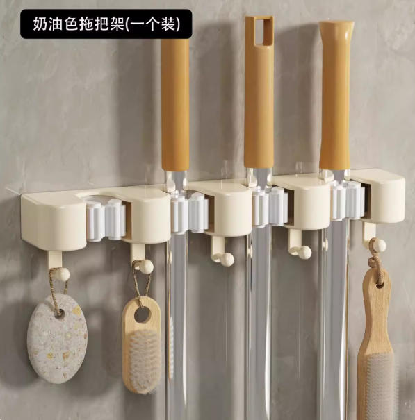 免打孔拖把架壁挂式多功能收纳神器卫生间浴室强力固定